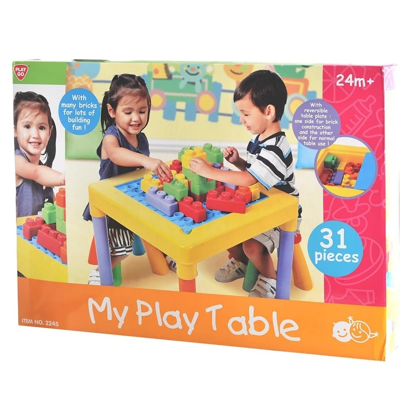 Маса за игра с 2 столчета и тухлички 2в1, Play Go My Table Play